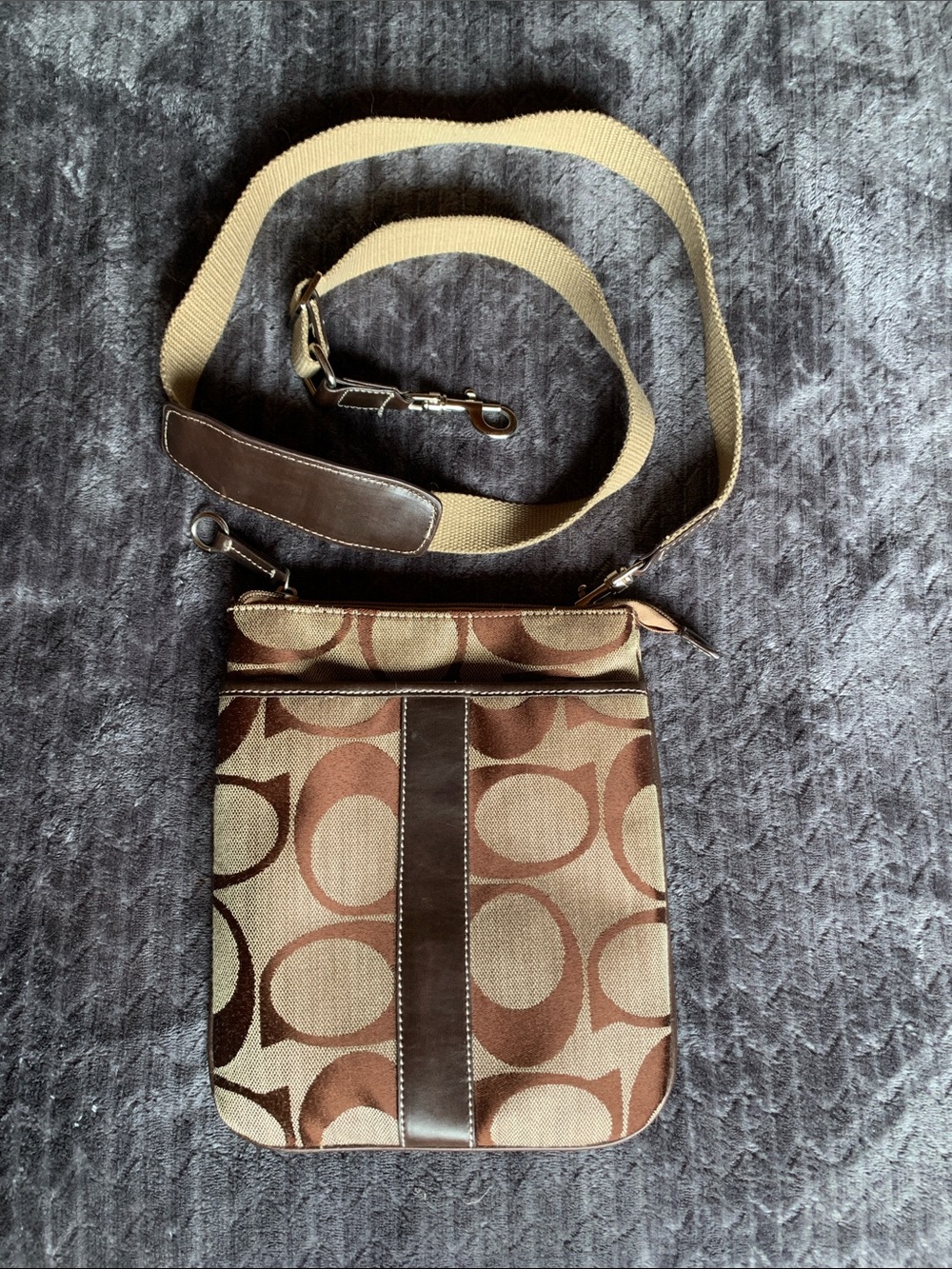 Coach Canvas Crossbody Swing Bag in Brown and Tan